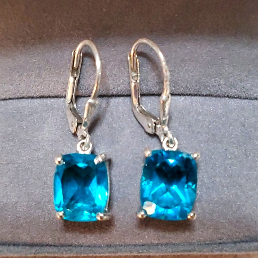 Blue Quartz earrings Sterling silver